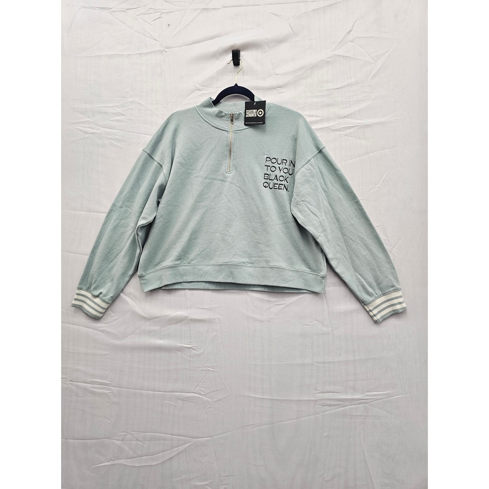 Legendary Rootz Womens XL Mint Green Pour Into You Black Queen Qrtr Zip Pullover